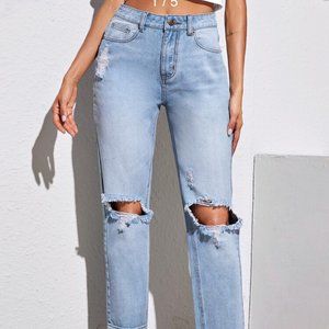 Shein Highrise Distressed Mom Jeans